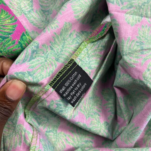 Lauren Gold Shift Dress 3/4 Sleeve Leaf Print V-Neck Preppy Resort Wear Size 2 - Picture 9 of 11